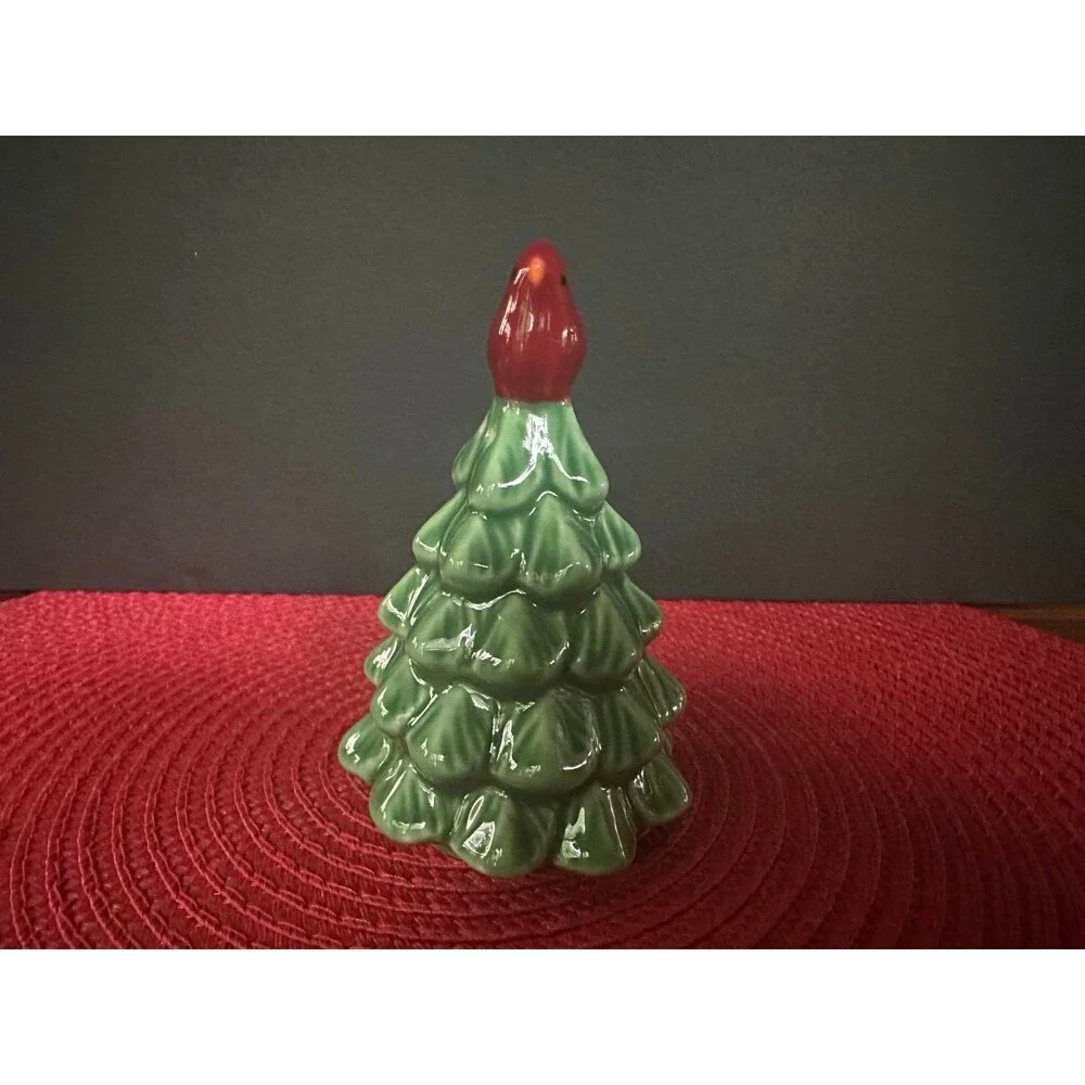St. Nicholas Square Ceramic Christmas Snowman & Tree Salt Pepper Shaker Set